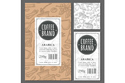 Template label coffee with seamless