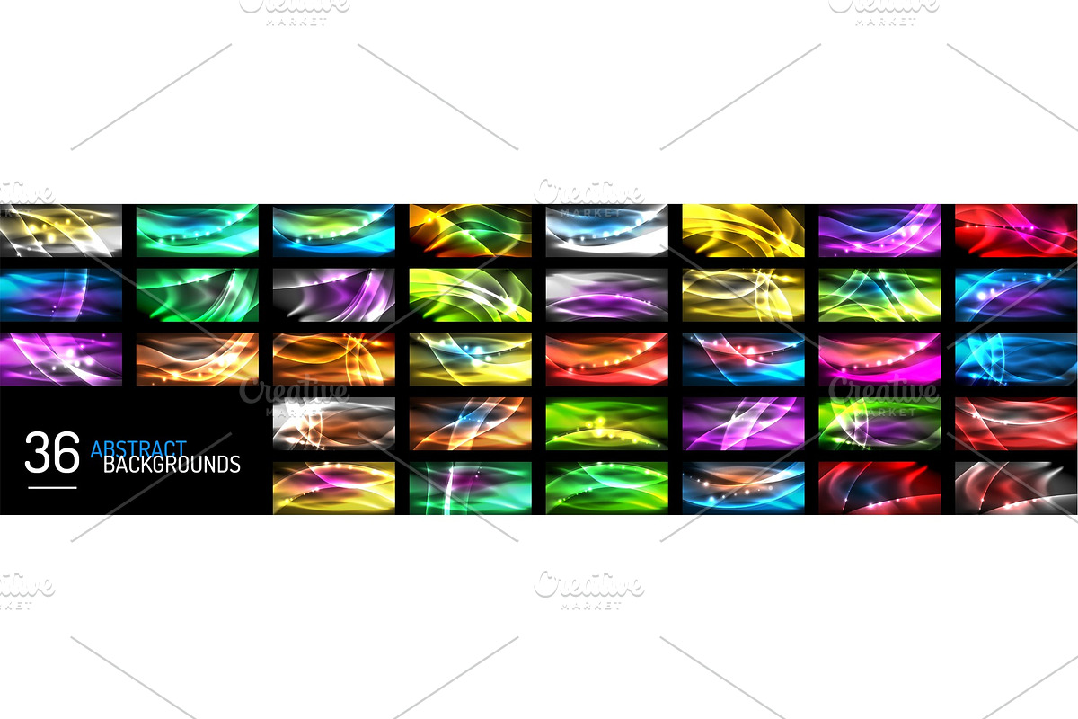 Set of neon wave abstract in Illustrations - product preview 8