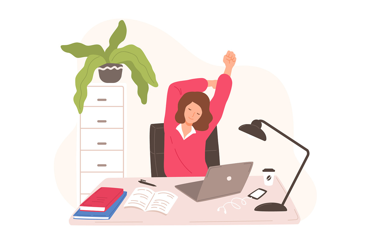 Office worker stretches in Illustrations - product preview 8