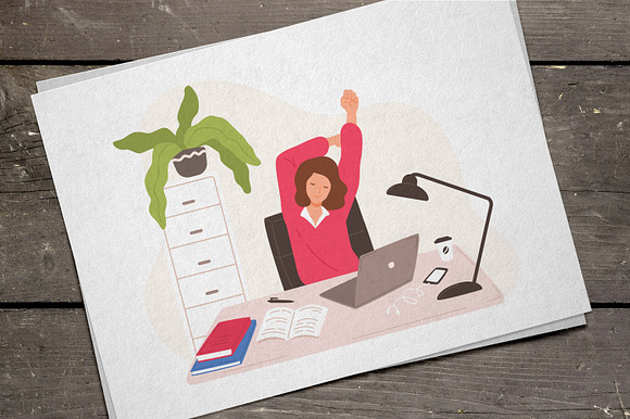 Office worker stretches in Illustrations - product preview 1