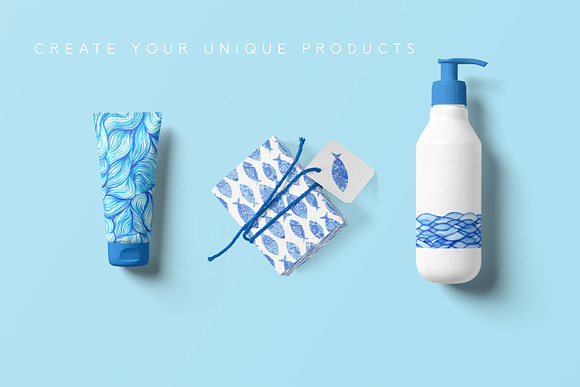 Blue watercolor background and cards in Patterns - product preview 3