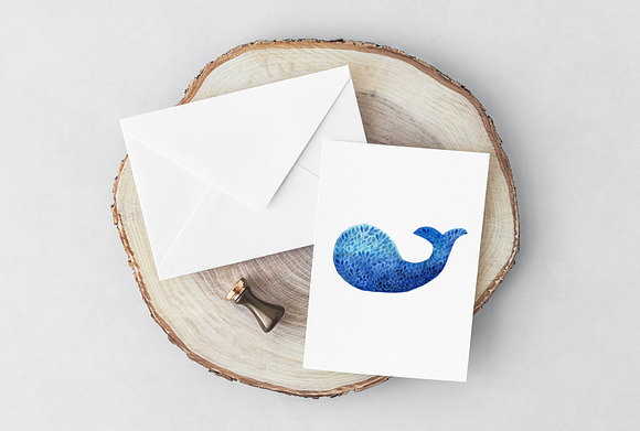 Blue watercolor background and cards in Patterns - product preview 4