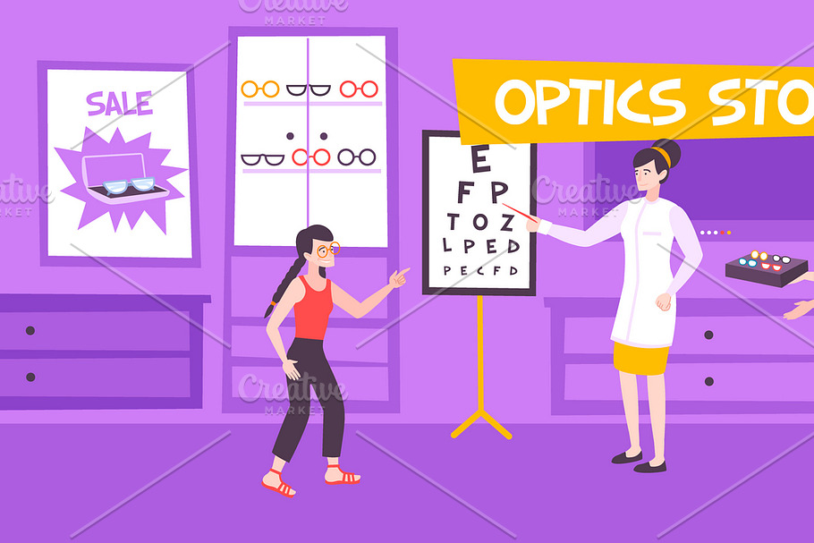 Optics store flat composition in Illustrations - product preview 8