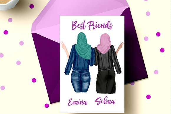 Muslim women clipart, Muslim Girls in Illustrations - product preview 3