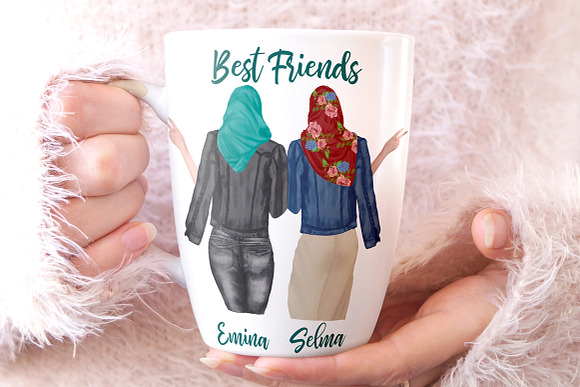 Muslim women clipart, Muslim Girls in Illustrations - product preview 4