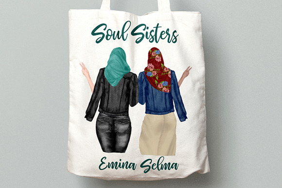 Muslim women clipart, Muslim Girls in Illustrations - product preview 5