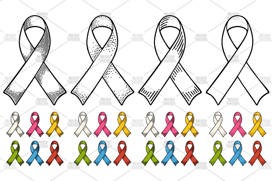 Set color Ribbon aids awareness in Illustrations - product preview 8