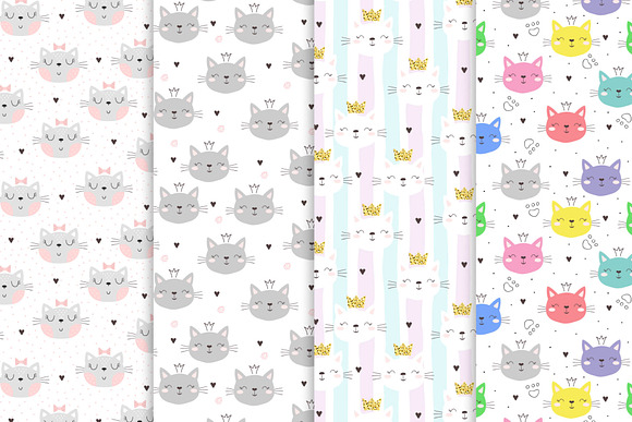 Cute cats patterns in Patterns - product preview 1