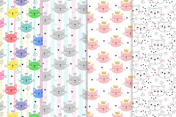 Cute cats patterns in Patterns - product preview 2