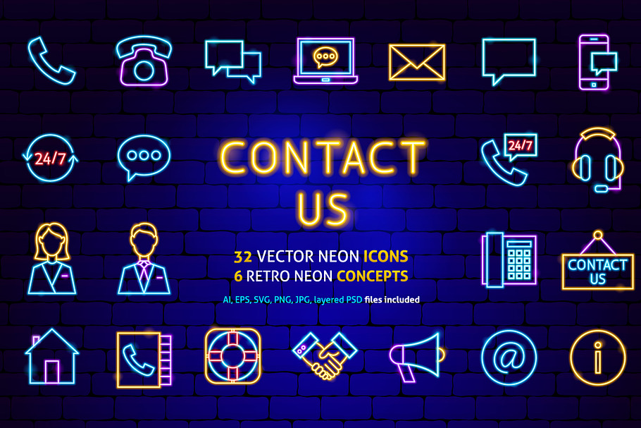 Contact Us Neon in Icons - product preview 8