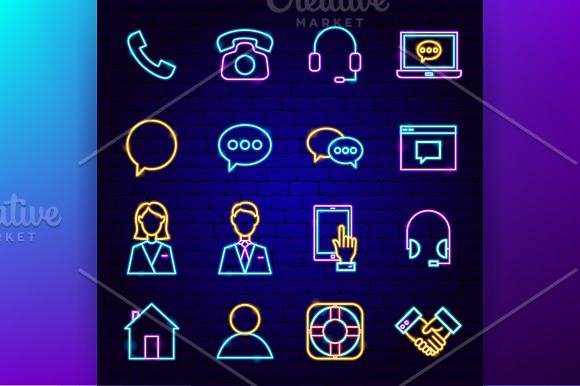 Contact Us Neon in Icons - product preview 1
