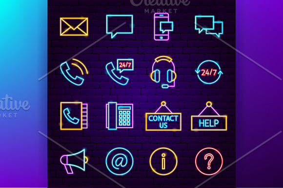 Contact Us Neon in Icons - product preview 2