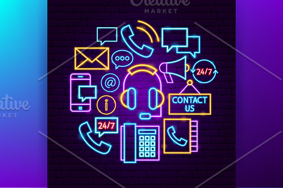 Contact Us Neon in Icons - product preview 4