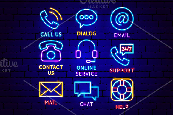 Contact Us Neon in Icons - product preview 6