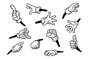 Hands with gloves. Vector set.