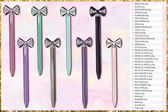 Bow Pens Cliparts in Illustrations - product preview 3