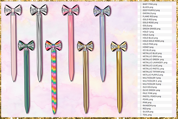 Bow Pens Cliparts in Illustrations - product preview 4