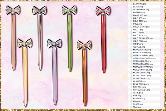 Bow Pens Cliparts in Illustrations - product preview 5