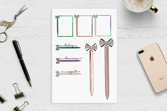 Bow Pens Cliparts in Illustrations - product preview 8