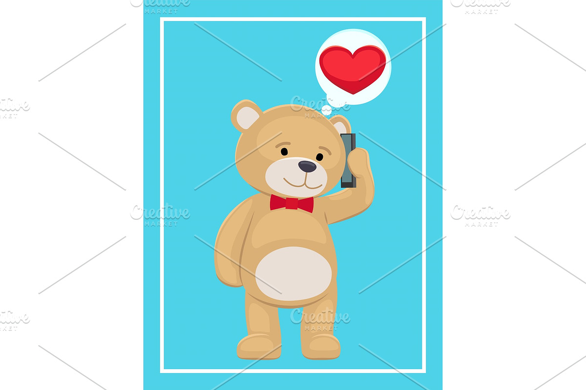 Plush Bear Toy Speaking on Telephone in Objects - product preview 8