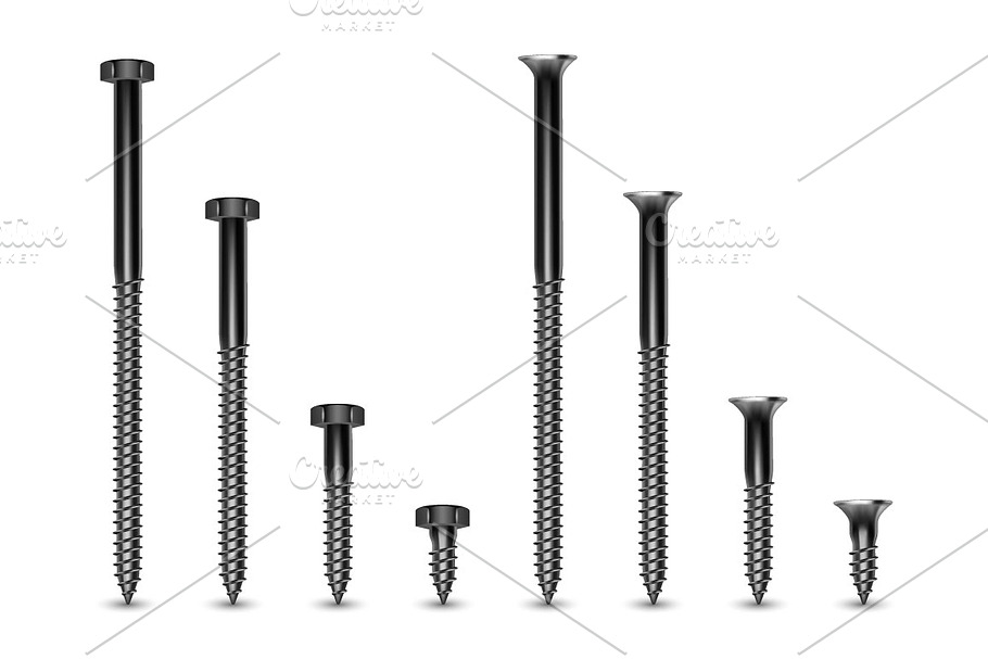 Construction fasteners. Vector set. in Illustrations - product preview 8