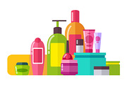 Tubes and Lotions Poster Set Vector