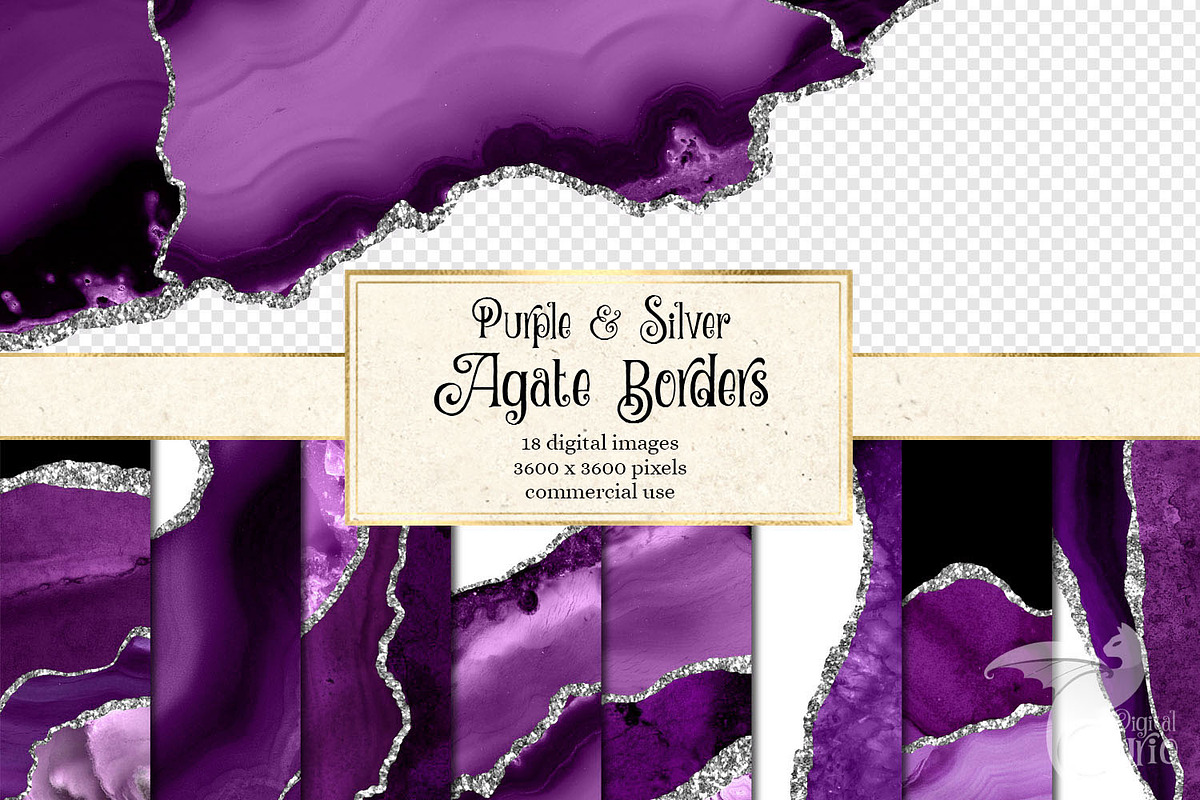 Purple and Silver Agate Borders in Textures - product preview 8