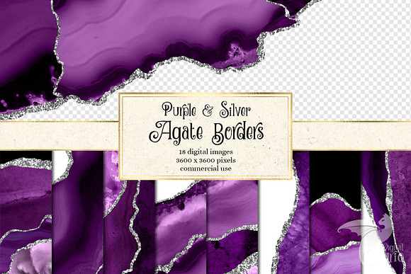 Purple and Silver Agate Borders in Textures - product preview 4