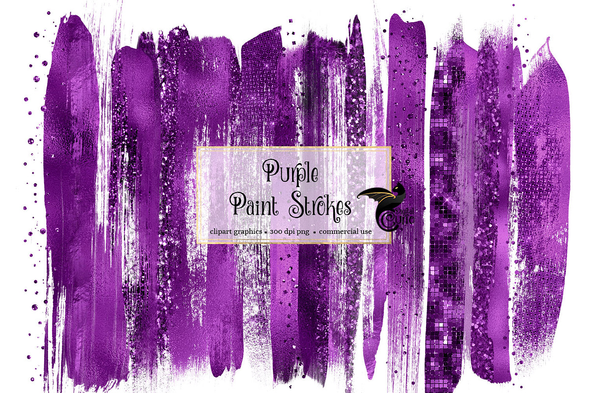 Purple Brush Strokes Clipart in Illustrations - product preview 8