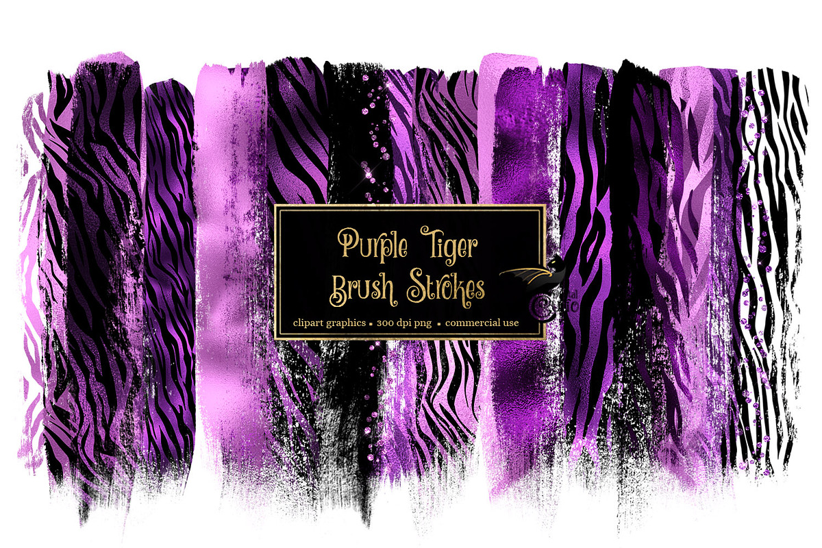 Purple Tiger Brush Strokes in Illustrations - product preview 8