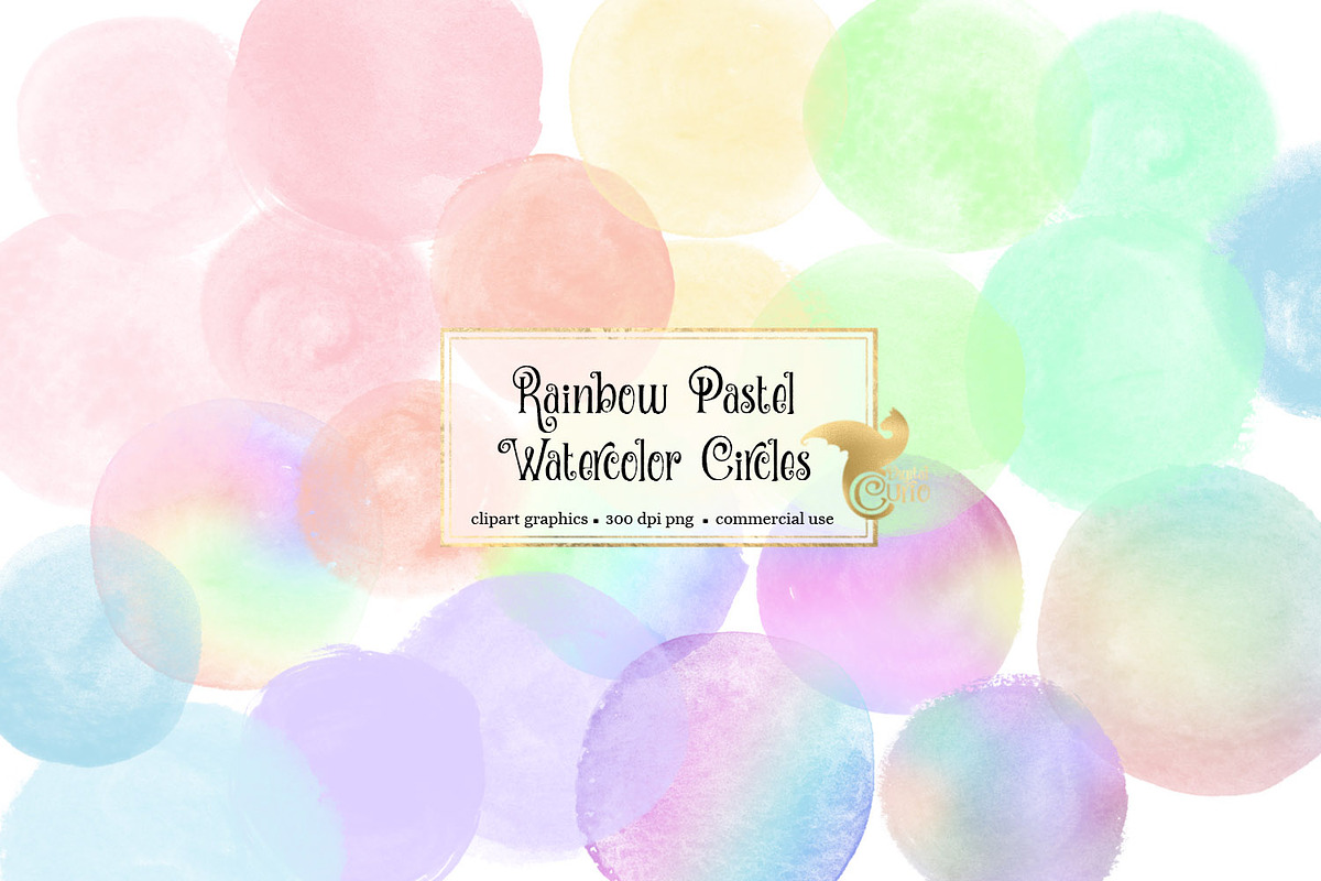 Rainbow Pastel Watercolor Circles in Textures - product preview 8