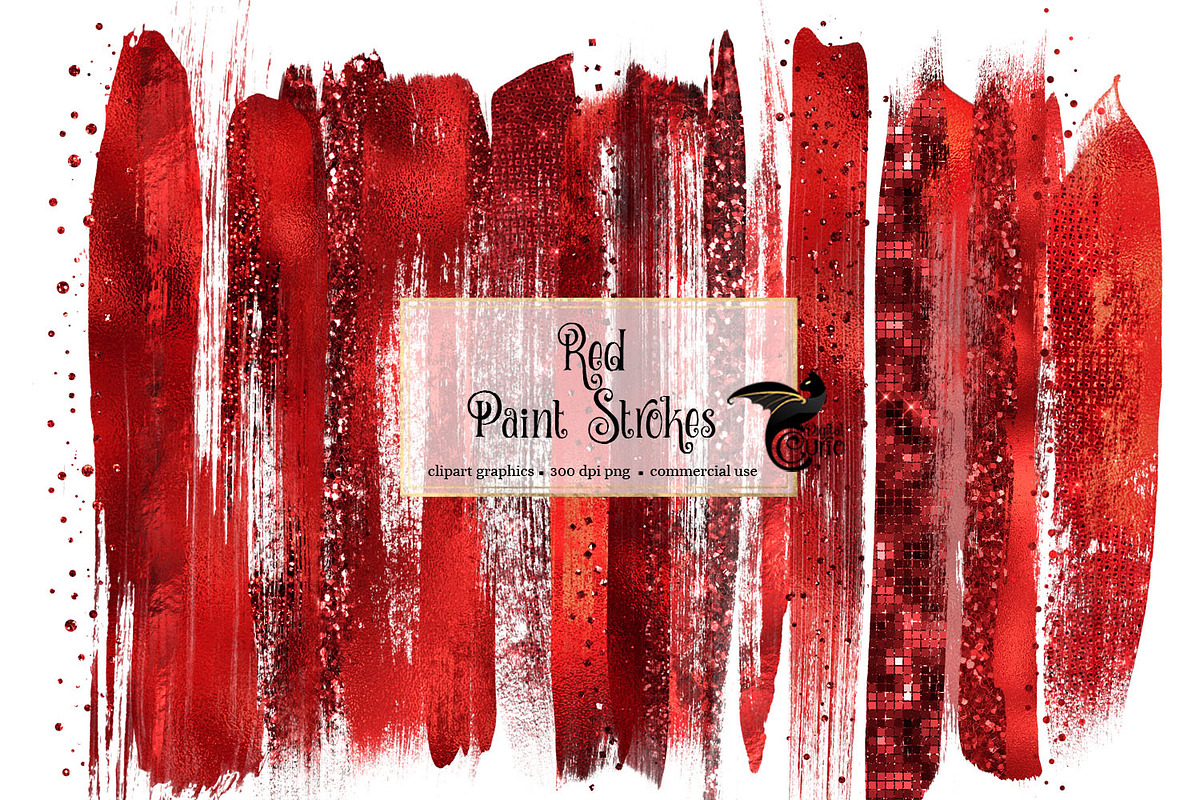 Red Brush Strokes Clipart in Illustrations - product preview 8