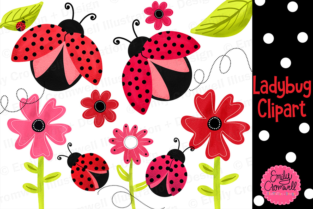 Ladybug Digital Clipart in Illustrations - product preview 8