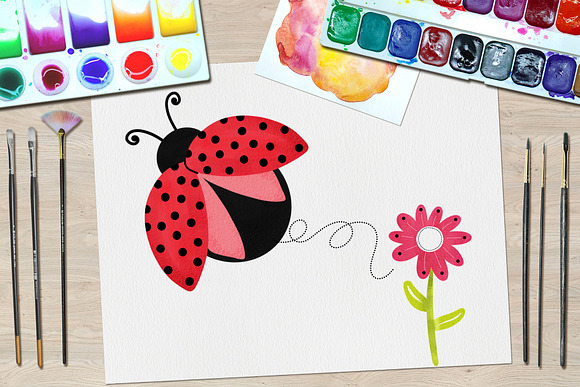 Ladybug Digital Clipart in Illustrations - product preview 1