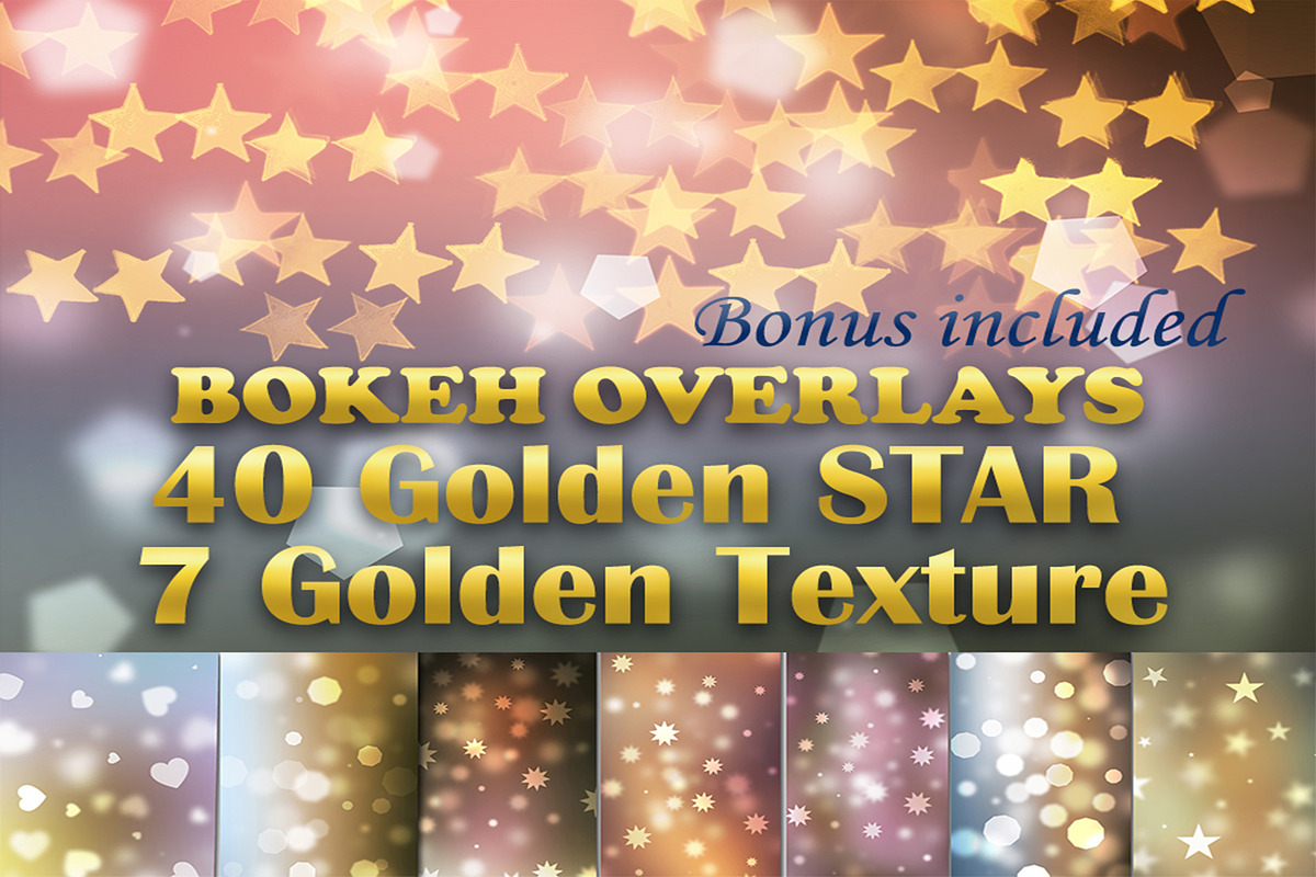 40 Gold Star Overlays Gold Textures in Objects - product preview 8