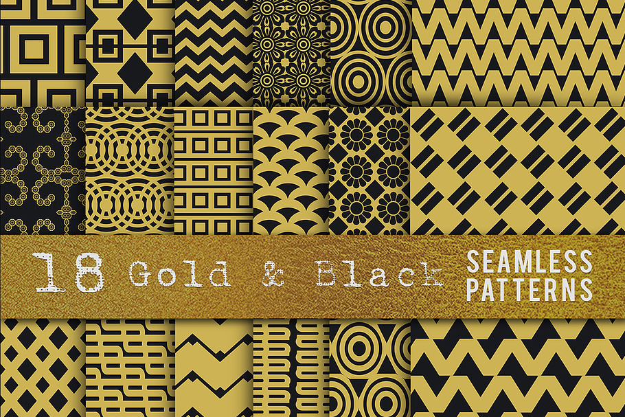 Yellow Gold theme seamless patterns in Patterns - product preview 8