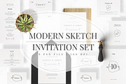 Modern Sketch Invitation Set