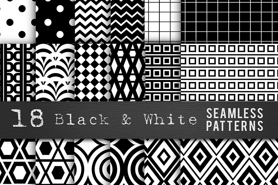 Black & White Seamless Patterns in Patterns - product preview 8