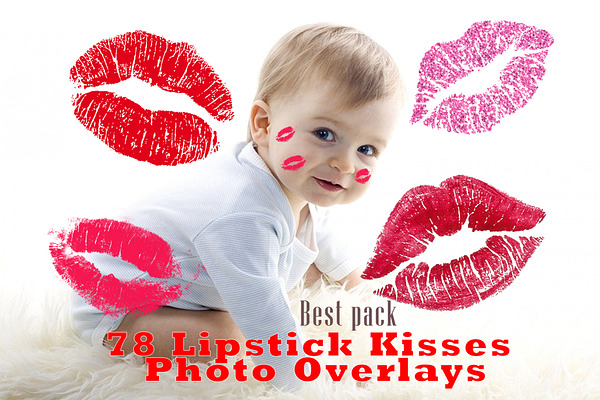 78 Kisses photo overlays, lipstick