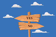 Road sign with yes no directions