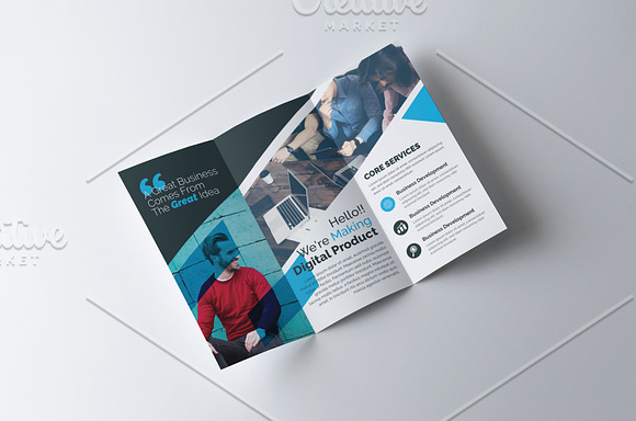 Blue Trifold Brochure in Brochure Templates - product preview 2