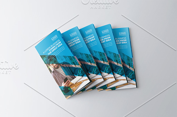 Blue Trifold Brochure in Brochure Templates - product preview 3