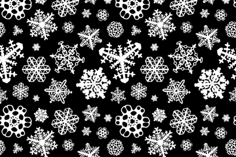 Different white snowflakes on black in Patterns - product preview 8