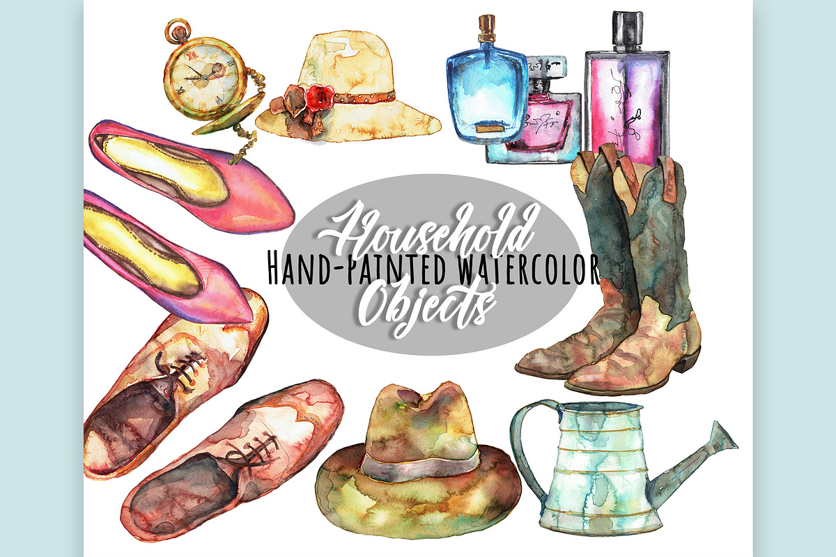 Everyday Items Clip art Watercolor in Objects - product preview 8