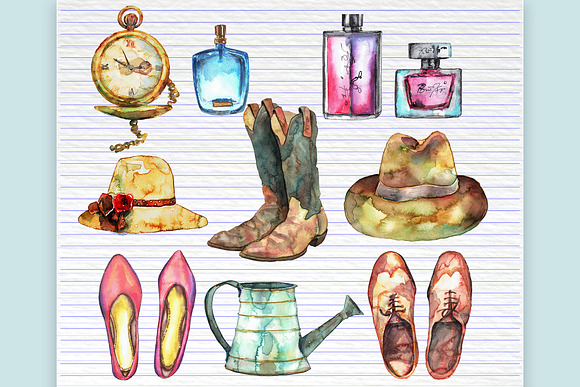 Everyday Items Clip art Watercolor in Objects - product preview 1