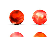 Set of red glossy marble balls