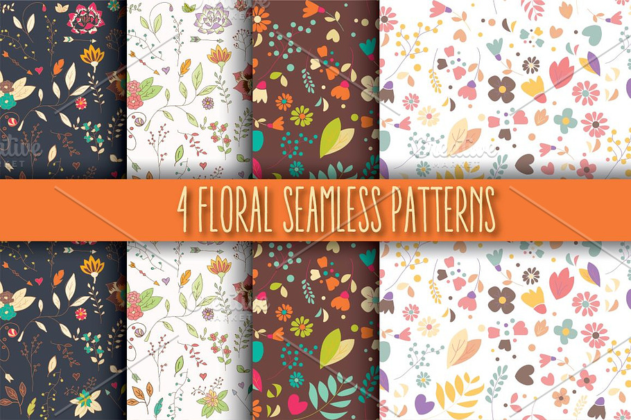 4 Floral Seamless Patterns in Patterns - product preview 8