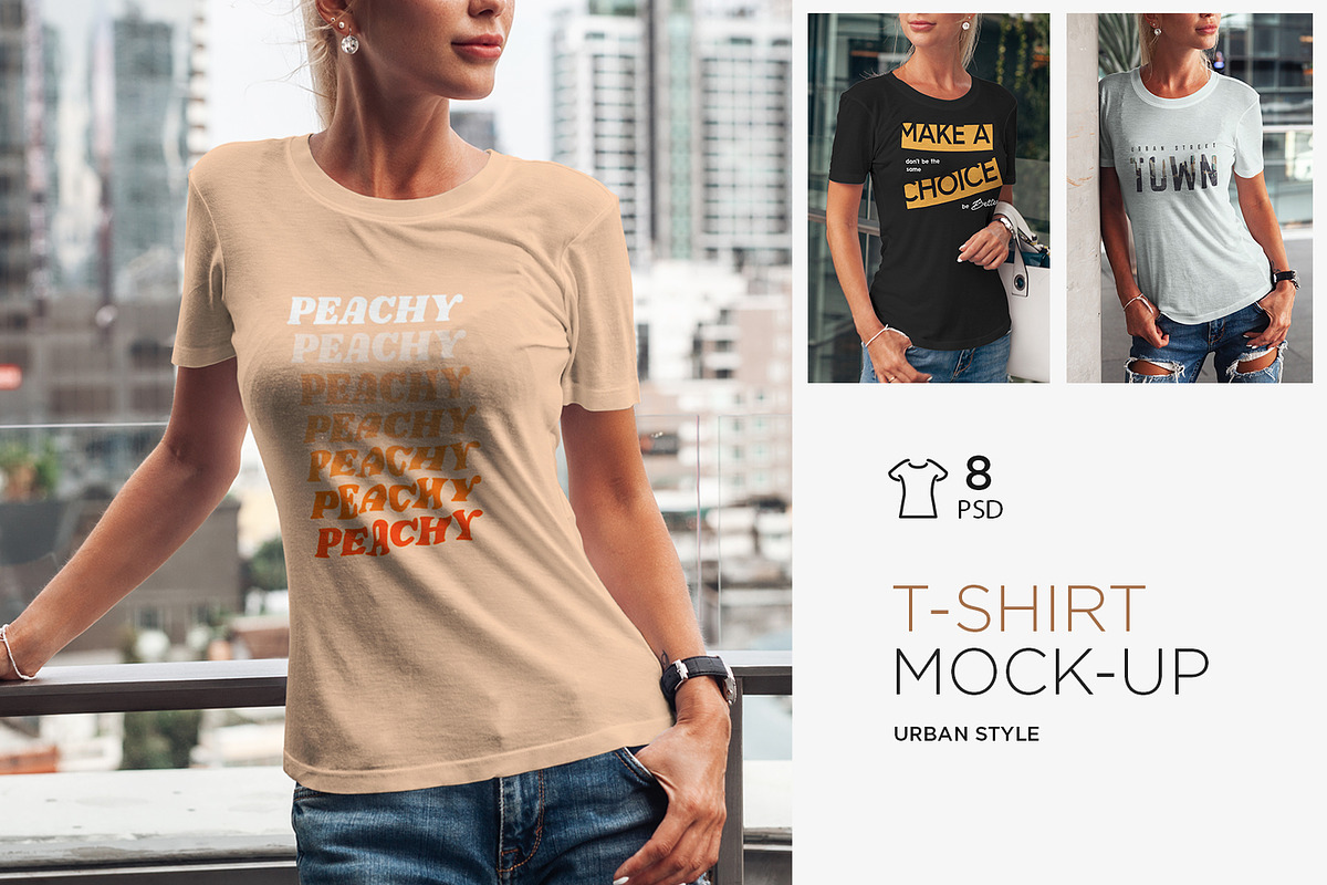 T-Shirt Mock-Up Urban Style in Print Mockups - product preview 8