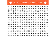 Food and drinks glyph icons big set