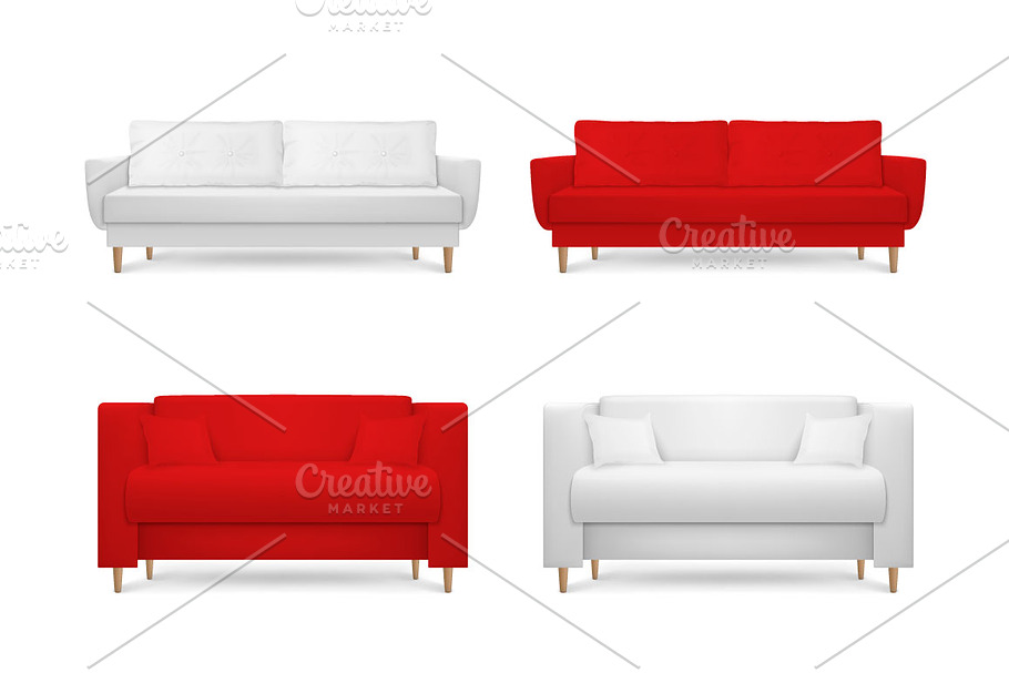 Sofa. Vector set. in Illustrations - product preview 8